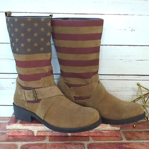 Sbicca Vintage Collection American Flag Leather Boots Patriotic Women's 10 NWOT - Imagen 1 de 14