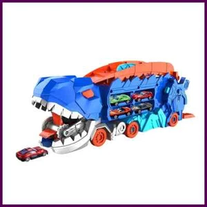 Der Transport Dinosaurier LKW klappt und schiebt 25 cm auf die Schiene, dreht sich - Bild 1 von 24