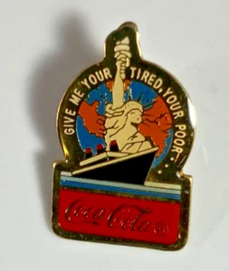 Coca Cola Vintage 1982 Mini Lapel Pin Statue of Liberty NY Give Me Your Tired VG - Picture 1 of 4