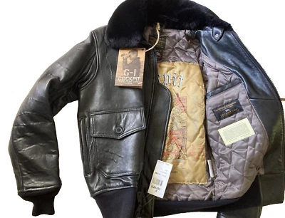 Cockpit USA G-1 Lambskin Flight Jacket XS Black NWT Free US ship - Image 1 of 4