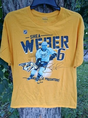 Nashville Predators Shea Weber Reebok NHL Hockey Graphic Print L Gold t-Shirt - Image 1 of 3