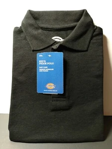 Dickies Boys' Short Sleeve Pique Polo Shirt, Black M Size 5/6 - Picture 1 of 3