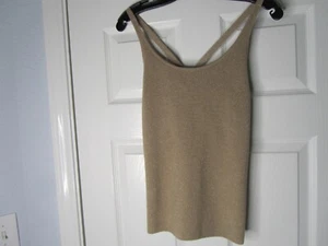 NEW Womens Banana Republic Knit Tank Top Size Medium Gold Camel Sparkle Thread - Picture 1 of 5