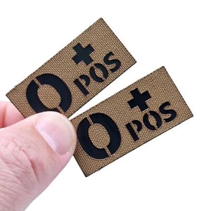 Set of 2 Mini OPOS Blood Type coyote tan embroidered lasercut morale patches - Bild 1 von 2