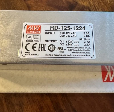 Convertidor Mean Well RD-125-1224 AC/DC 12V 24V 133W Foto 1 de 3