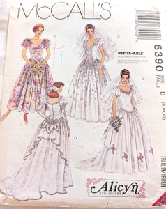 McCall's Sewing Pattern Women's BRIDAL WEDDING GOWN DRESS 6390 8-10-12 UNCUT - Picture 1 of 6