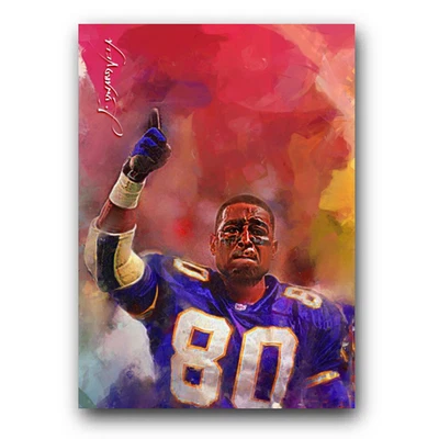 Cris Carter #4 艺术卡限量版 23/50 爱德华·维拉签名(明尼苏达维京人) — 第 1/2 张图片