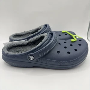 Sandali scarpe zoccoli Crocs Navy antracite classici foderati in pelliccia taglia US 10 uomo - Foto 1 di 5