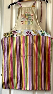 Custom Made Reversible Adult "Be A Rainbow In Someone Else's Cloud" BIB Apron - Picture 1 of 1