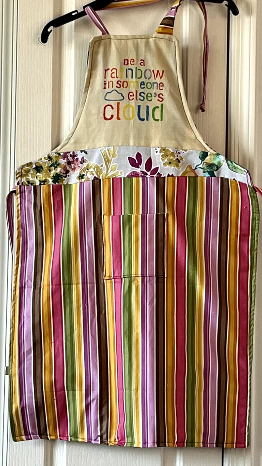 Custom Made Reversible Adult "Be A Rainbow In Someone Else's Cloud" BIB Apron - Image 1 of 1