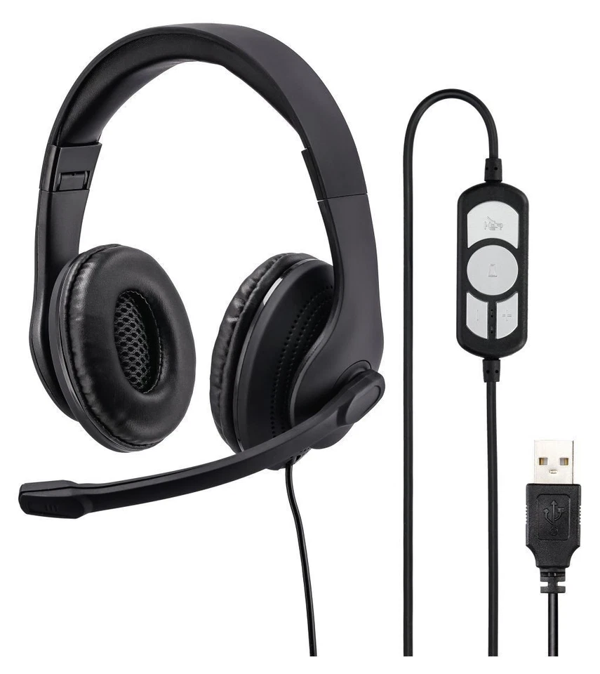 Hama HS-USB300 PC-Headset USB schnurgebunden Stereo On Ear Schwarz 00139924