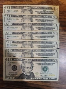 20 dollar bill star note 2017, 2013, 2009 Rare 🔥💥✨$20 Bill Star Note Lot Of 7 - Picture 1 of 9