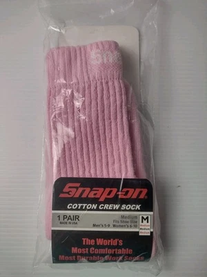NEW Snap-on Cotton Crew Sock, Pink, M (Fits Women's 6-10 Shoe - Image 1 of 2
