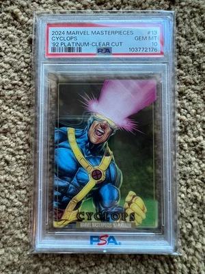 2022 Marvel Masterpieces '92 Platinum #13 Cyclops CLEAR CUT SP PSA 10 GEM MINT - Image 1 of 2