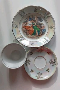 3tgl. Madonna Kahla Perlmutt Schimmer Sammeltasse Nostalgie - Bild 1 von 7