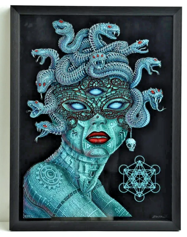 Emek Alien Cyber Medusa 4 Layer Acrylic Diorama S/N  xx/150 Framed COA - Image 1 of 1