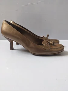 Russel & Bromley Stuart Weitzman Bronze Leder Pfennigabsatz Pumps UK7 US9 - Bild 1 von 14