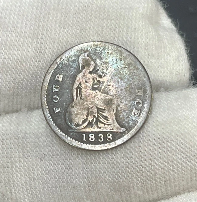 1838 Great Britain 4 Pence Silver Coin Low Grade - Image 1 of 4