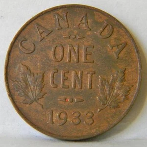 CANADA George V 1933 bronze Cent small cent; attractive brown AU - Picture 1 of 2