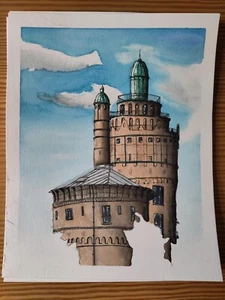 Wasserturm Spandauer Damm Berlin,  Original Aquarell (24x30cm) - Bild 1 von 1