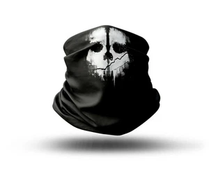 Washable Fabric Face Cover Gaiter Neck Cover CoD Ghost Face Design EU Made - Picture 1 of 6