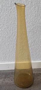Hand Blown Amber Glass Tall Vase Slanted Opening MCM 17" - Picture 1 of 13