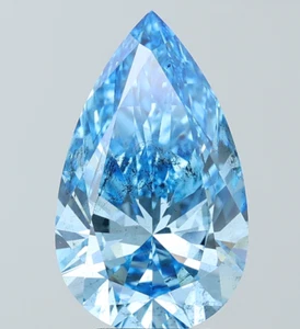 5 CT Pear Shape Blue Lab Grown Diamond For Engagement Ring - Picture 1 of 2