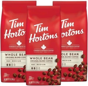 Tim Hortons Original Blend, Medium Roast Whole Bean Coffee 36 Ounce (3 x 12 oz) - Picture 1 of 7