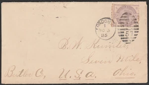 1885 SG190 21/2d LILAC COVER LONDON TO OHIO USA VIA NEW YORK - Picture 1 of 3