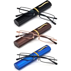 3 Pack Slim Pen Reading Glasses Small Tube Stylish Readers for Men Women Spri... - Picture 1 of 6