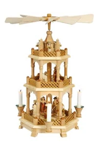 Pyramide Christi Geburt mit Engeln natur BxHxT 30x42x30cm NEU Holzpyramide Holz - Picture 1 of 1