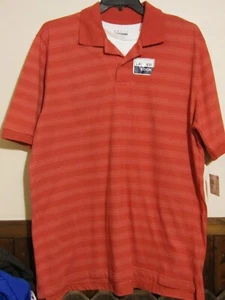 BASIC EDITIONS MENS SIZE XL DRESS/CASUAL POLO SS 2-FER SHIRT- ORANGE STRIPE NWT - Picture 1 of 1