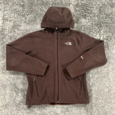 Chaqueta North Face para mujer pequeña marrón cremallera completa logotipo de pared de viento forrada térmicamente con capucha Foto 1 de 4