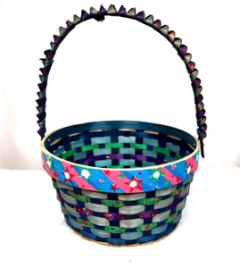 Colorful Wicker Easter Basket 13 x 9 - Picture 1 of 4
