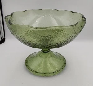 Textured Green Depression Glass Compote With Pedestal - Picture 1 of 5