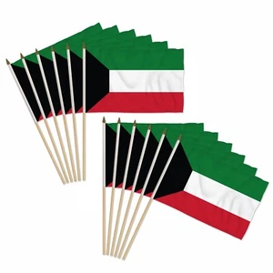 12pc Pack of Kuwait 12x18in Handheld Country Stick Flags - Picture 1 of 2