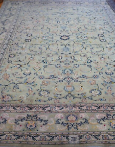 9'7"x13'5" PHENOMENAL ANTIQUE KASHANN BIRDS SIGNED HAND KNOTTED ORIENTAL RUG