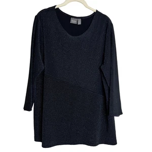 Travelers Collection Chicos Womens Slinky Knit Tunic XL Black Metallic Pinstripe - Picture 1 of 4