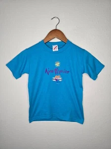 Vintage New Mexico Shirt Youth Medium Blue Short Sleeve Kids Tee 90s - Picture 1 of 9