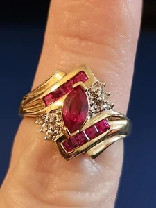 10K GELBGOLD RING RUBIN UND DIAMANT GRÖSSE 7, 3,8g - Bild 1 von 5