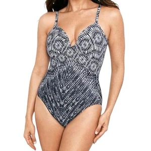 Miraclesuit Captivate One Piece Swimsuit Silver Shores Midnight/Silver Size 8 - Picture 1 of 22