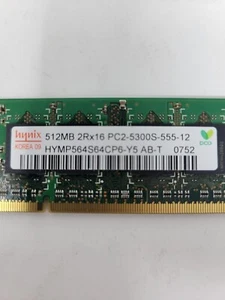 Hynix 512MB 2Rx16 PC2-5300S-555-12 HYMP564S64CP6-Y5 AB-T 0752 Memory - Picture 1 of 3