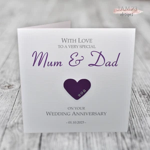 Personalised Wedding Anniversary Card Mum and Dad Granparents - Picture 1 of 10
