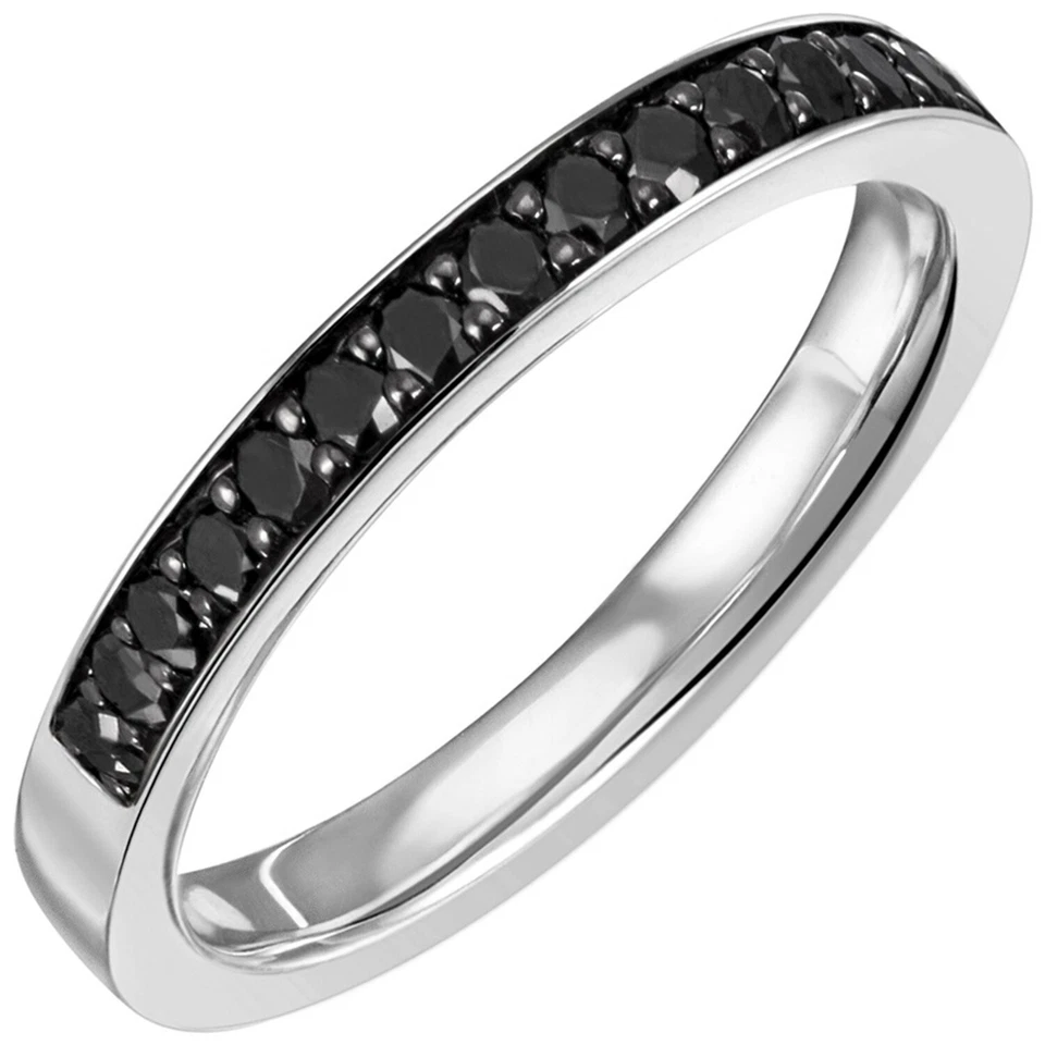 Damenring Diamantring 585 Weißgold 14 Karat schwarze Diamanten 0,41 ct neu - Bild 1 von 1