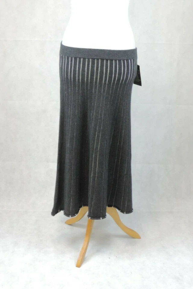Pure Collection Heather Charcoal Iced Grey Knitted Skirt SL Rrp £129 CR025 DD 15 - Image 1 of 4