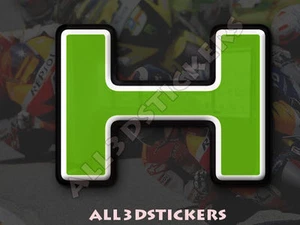 3D Stickers Resin Domed LETTER H - Color Green - 25 mm(1 inch) Adhesive Decal - Imagen 1 de 1