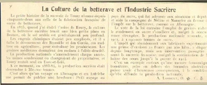 28 TOURY PETIT ARTICLE PRESSE BETTERAVE & INDUSTRIE SUCRIERE PAR A. LAMBERT 1926 - Foto 1 di 1