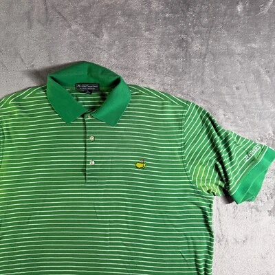 Masters Collection Golf Polo Shirt Striped Embroidered Logo Green XL (READ) - Image 1 of 4