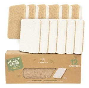 Compostable Cellulose and Coconut Walnut Scrubber Sponge for Kitchen, 12 Pack - Picture 1 of 7