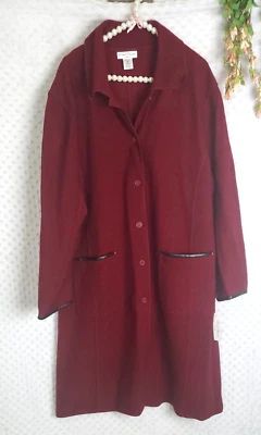 NUEVO CON ETIQUETAS Mujer Talla Grande 1X 100% Lana Cárdigan Plumero Suéter Chaqueta Lagenlook Foto 1 de 4